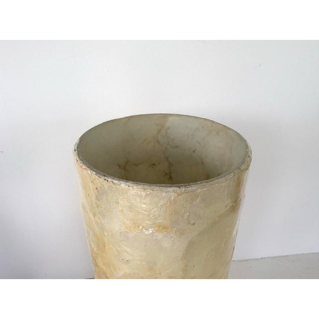 1990s 1990s Handcrafted 11-Inch Capiz Shell Cylinder Table Lamp For Sale - Image 5 of 9