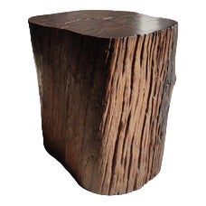 Modular End of Sofa Stool in Solid Iron Wood For Sale