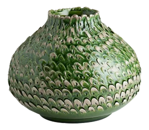 Green and Grey Feathered Vase, Small