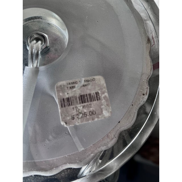 Ceramic Faux Bamboo Lamps-Glass Bases & Finials-Set 2 For Sale In New York - Image 6 of 9