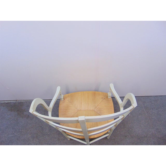 Country French Mint Green Rush Seat Wingback Chair For Sale In Philadelphia - Image 6 of 8