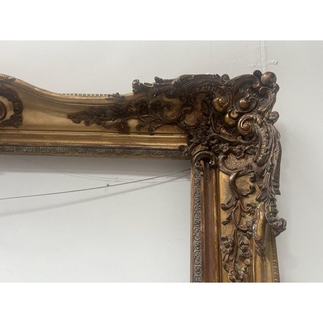 Large Gilt Wood Stucco Frame, 19th Century For Sale - Image 4 of 15