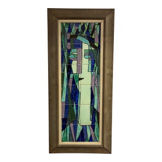 1960s Harris G. Stron Twelve Ceramic Tile Modernist Woman's Portrait For Sale