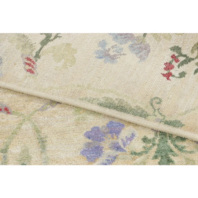 Rug & Kilim’s Block Print Rug, Cream White Field and Multi-Color Flower Motifs For Sale In New York - Image 6 of 7