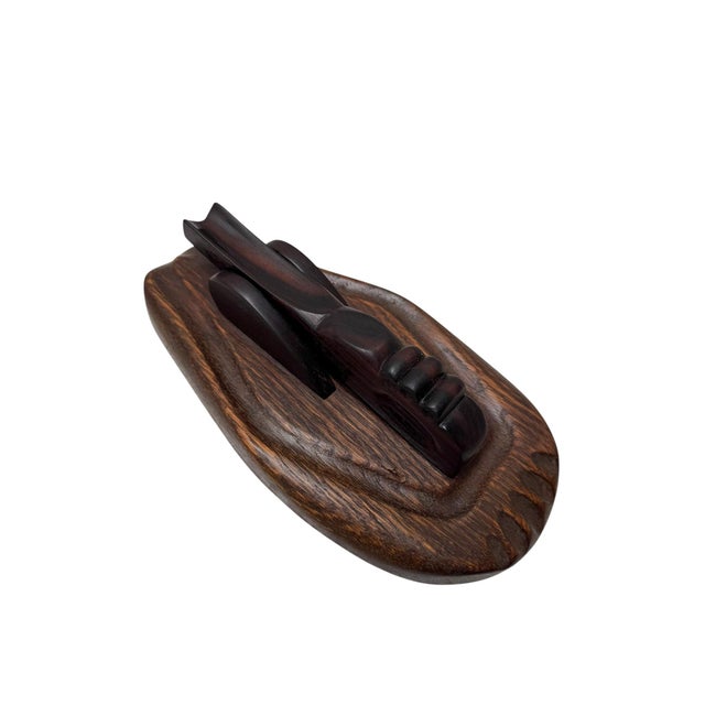 Magnificent and rare Art Deco Amsterdamse School desk paperweight. Striking Dutch design from the 1920s. Solid hand-carved...