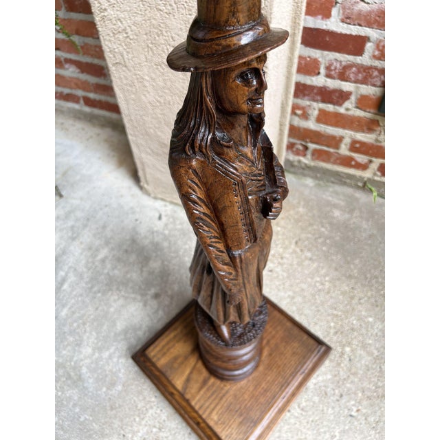 Antique French Pedestal Plant Stand Display Breton Brittany Carved Oak Baluster For Sale In Dallas - Image 6 of 13