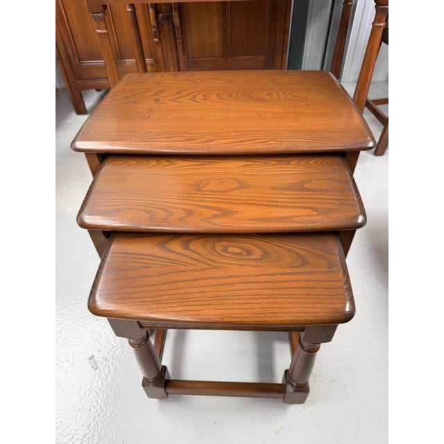 Brown Golden Dawn Nesting Tables by Lucian Ercolani for Ercol, 1960s, Set of 3 For Sale - Image 8 of 8