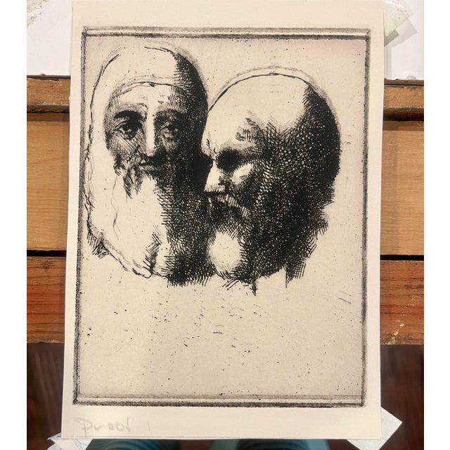 Mid 20th Century Harold W. Hogan Artist’s Proof Etching | Signed Original Figurative Print, Custom Framed For Sale In Wichita - Image 6 of 9
