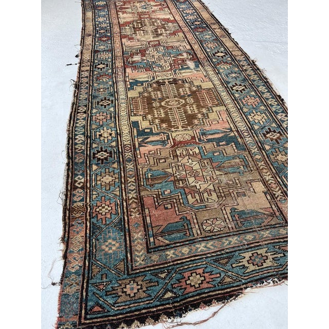 Name: INSANELY OLD and Beautiful Antique Kurdish Runner with Large Elephant Foot Prints | Coral, Taupe, Smokey Charcoal...