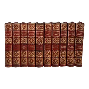 1920s Leather Works by Anatole France Books - Set of 10