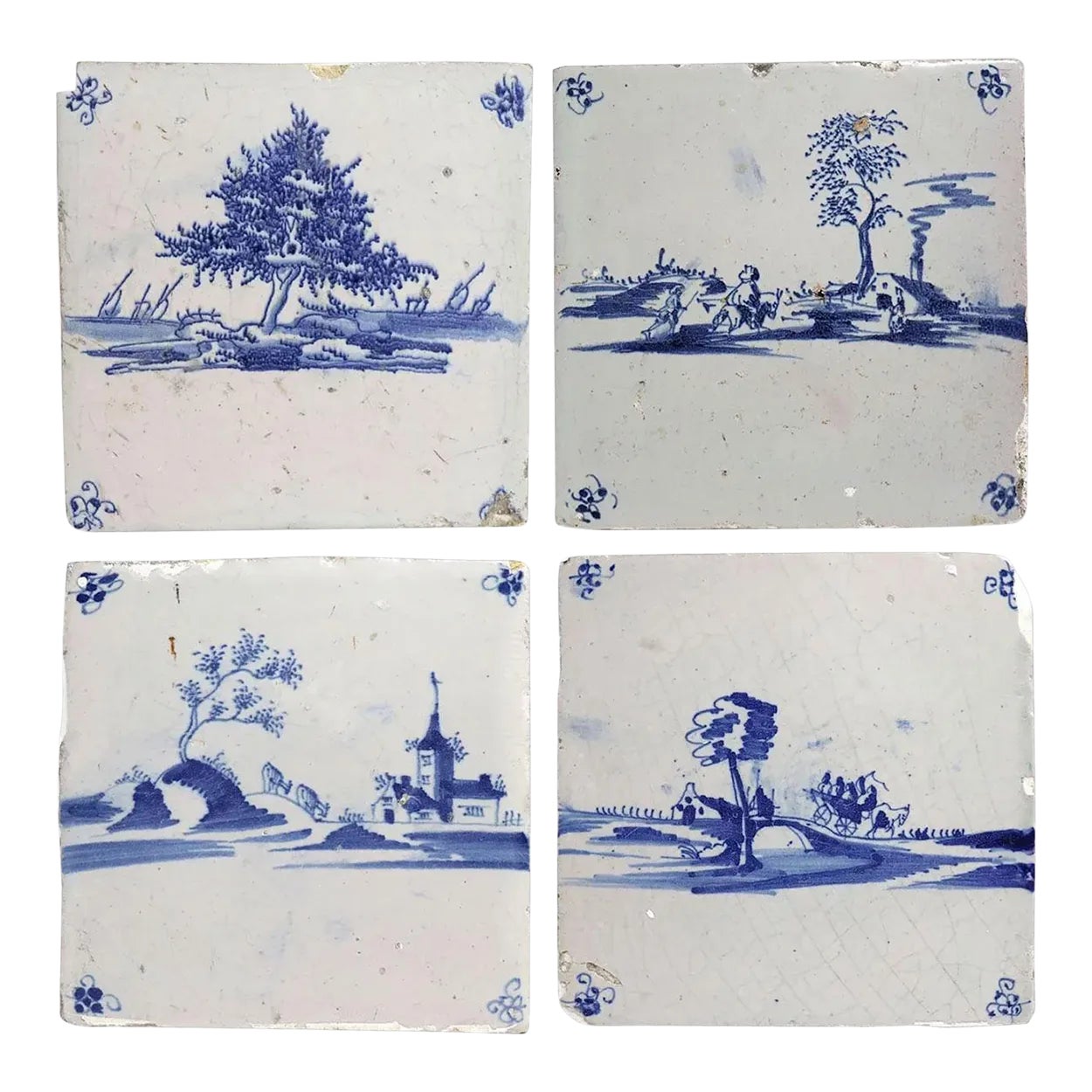 デルフトタイル デルフトタイル アンティークデルフトタイル – 牧歌的なシーン