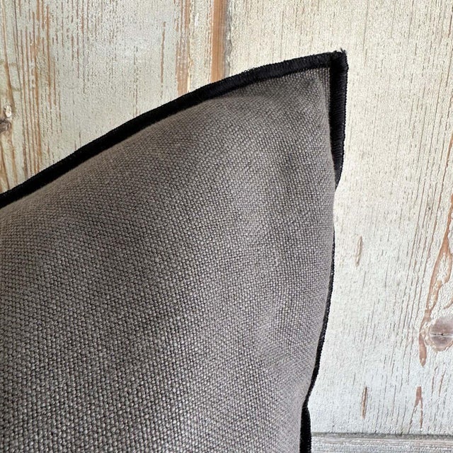 Stone Washed French Linen Accent Pillow in Castor With Insert For Sale - Image 4 of 5