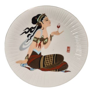 Vintage Collector Plate Depicting Spiritual Hindu Goddess Holding Lotus Flower For Sale