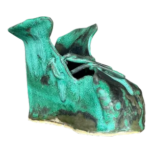 Vintage Boho Slab Built Studio Pottery Shoe Sculpture Z