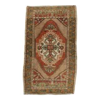 Turkish Mini Rug Oriental Hand Knotted Vintage Rug 1'11" x 3'2" #21210 For Sale