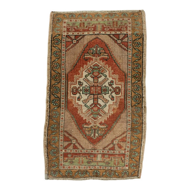 Turkish Mini Rug Oriental Hand Knotted Vintage Rug 1'11" x 3'2" #21210 For Sale