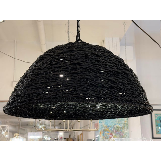 Contemporary West Elm Contemporary Woven Dome Pendant Light For Sale - Image 3 of 12