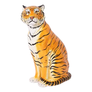Vintage Italian Glazed Terracotta Tiger Sculpture