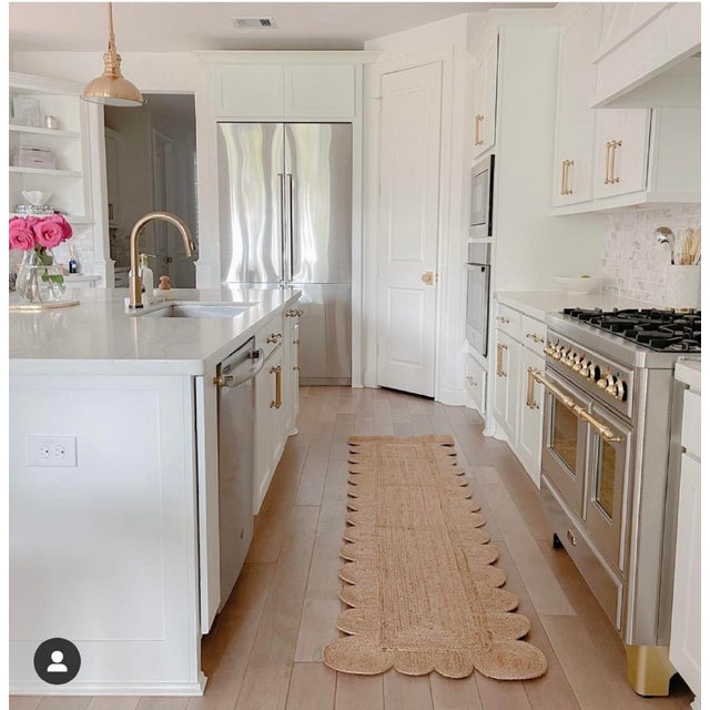 Natural Color Jute Scallop Handmade Bohomian Rug Runner 3'x12' For Sale - Image 10 of 10