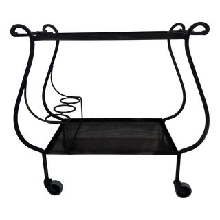Black Serving Bar Cart in Perforated Sheet Metal For Sale