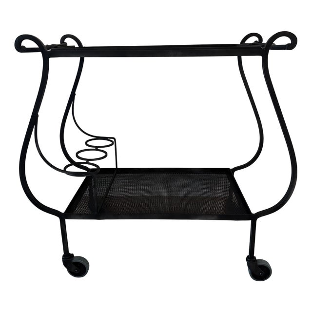 Black Serving Bar Cart in Perforated Sheet Metal For Sale