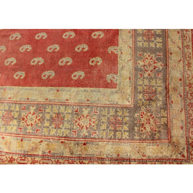 Antique Turkish Oushak Rug With All-Over Design With Red, Light Green and Gold 10'7"x15'0" For Sale In Atlanta - Image 6 of 12
