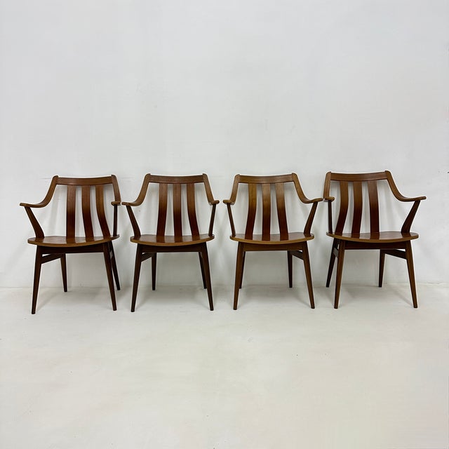 Teak Plywood Dining Chairs attributed to Pastoe, 1960s, Set of 4 For Sale - Image 15 of 18