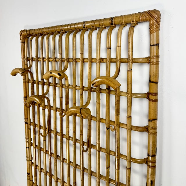 Mid-Century Italian Bamboo Wall Coat Rack, 1960s For Sale - Image 9 of 10