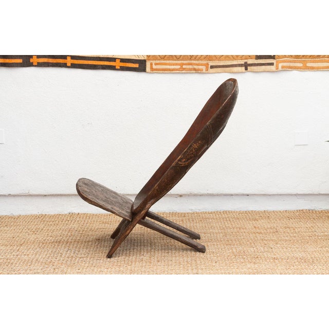 Forest Brown African Senufo Folding Chair For Sale - Image 4 of 8