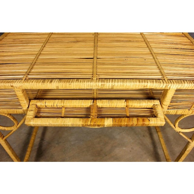 1970s Vintage Wicker Rattan Vanity Table Chairish