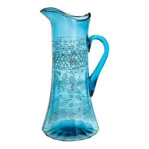 Early 20th Century Translucent Blue Glass Pitcher
