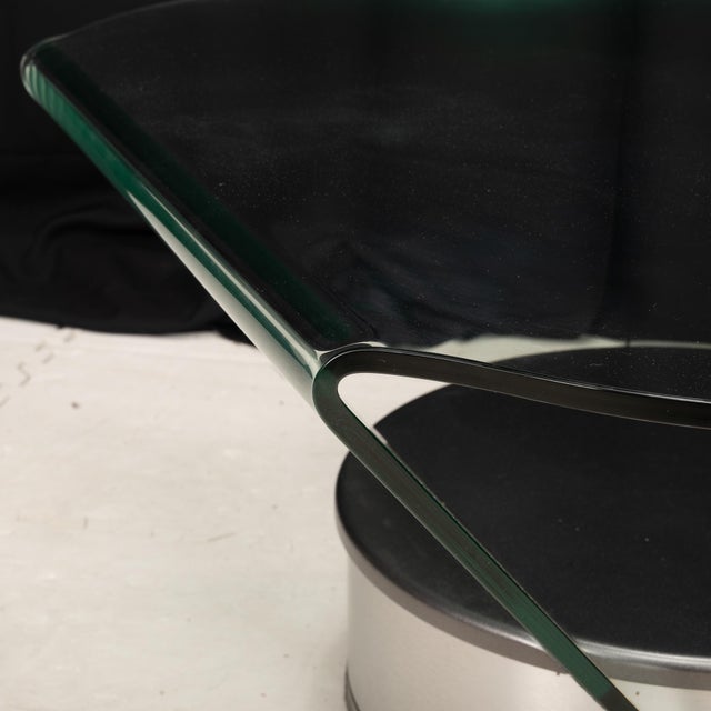 1980s 1980s Postmodern Bent Glass and Aluminum Swivel Coffee Table For Sale - Image 5 of 10
