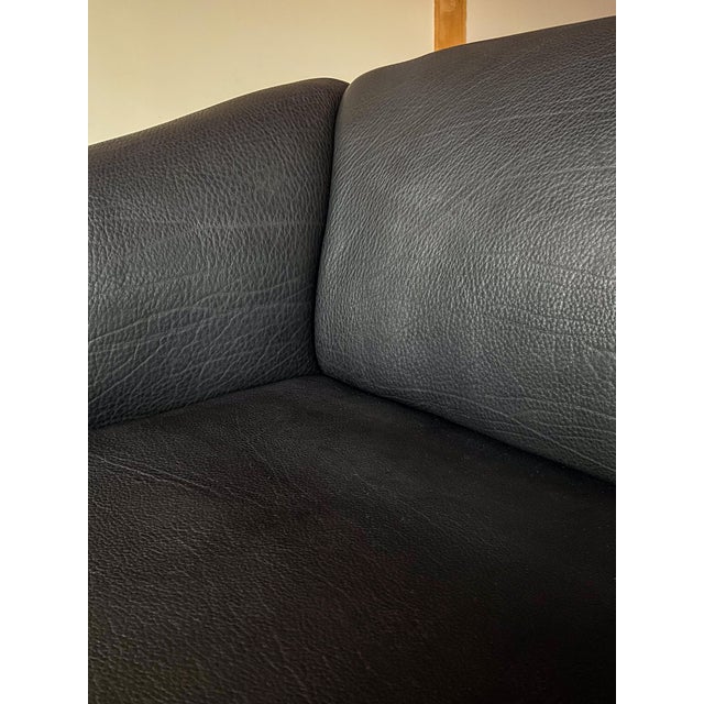 Black Attributed De Sede Ds47 Leather Love Seat 1970s Buffalo Leather, Ueli Berger For Sale - Image 8 of 13