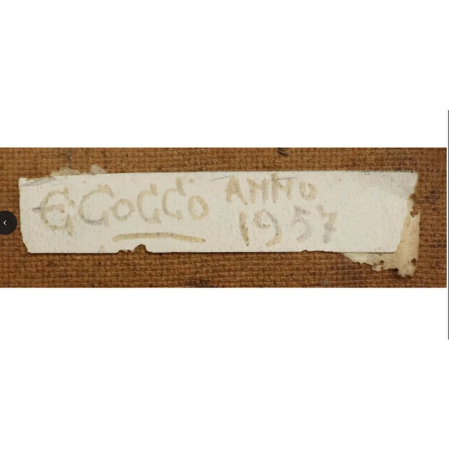 "Plumes and Dragons" Abstract Mid-Century Painting by E. Cocco For Sale - Image 12 of 12