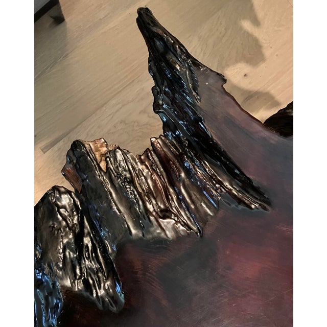 1960s 1960s Monumental 3-Inch Old-Growth Redwood Slab Coffee Table For Sale - Image 5 of 12