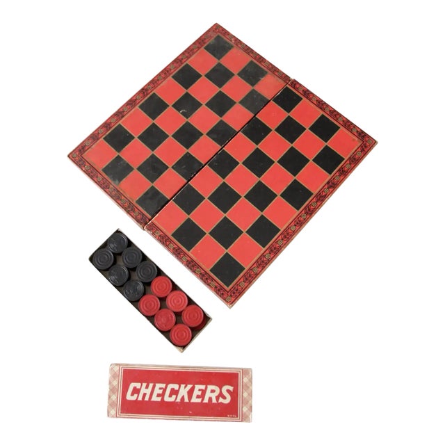 Vintage Checkers / Backgammon Game Board Set For Sale