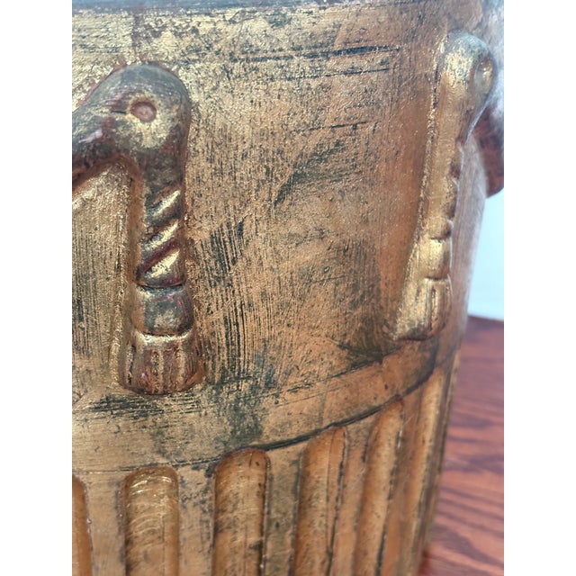 Vintage 1970s Tromp l'Oeil Tasseled Gold Pottery Indoor/ Outdoor Planter -Made in Italy For Sale - Image 11 of 12