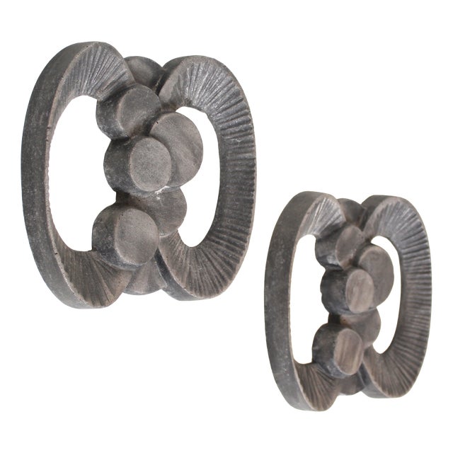 Vintage Brutalist Door Handles in Cast Aluminium, 1970s, Set of 2 For Sale