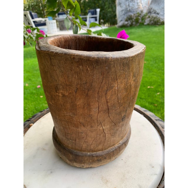 Antique Rustic Wooden Mortar Primitive Vessel For Sale In Seattle - Image 6 of 12