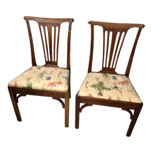 Antique 18th Century George III English Mahogany Wood Chairs- a Pair