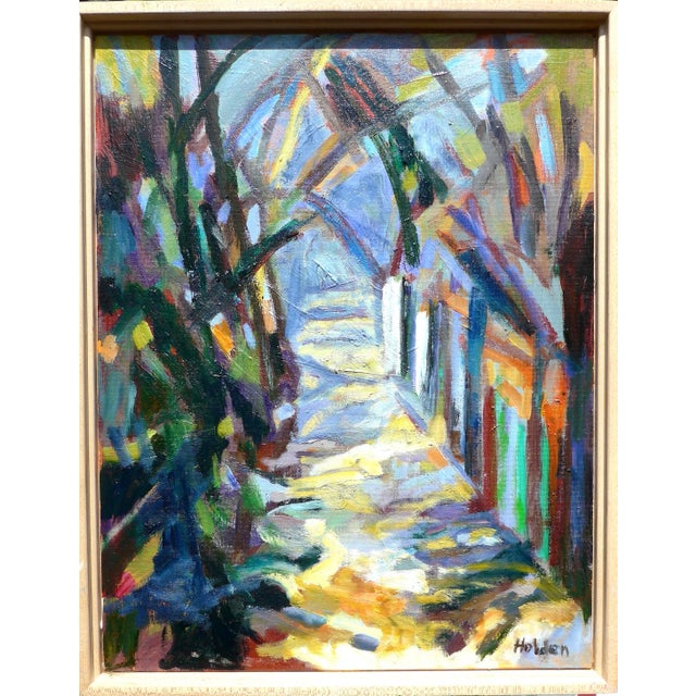 2020s "Path in the Woods in the Sunlight", Contemporary Landscape Oil Painting on Canvas For Sale - Image 5 of 7