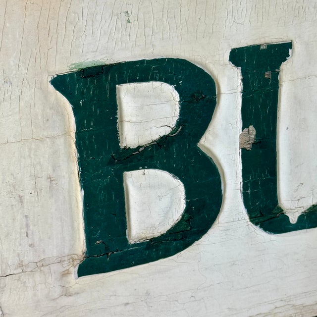 Green 1930s Joyful Double Sided Wooden Trade Sign Advertising "Bubbling Brook Farm" in Green Paint For Sale - Image 8 of 10