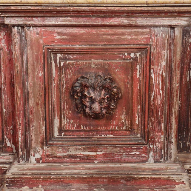 Brown Italian Breakfront Console with Marble Top For Sale - Image 8 of 18