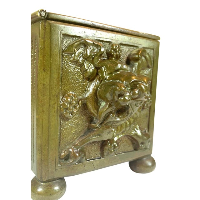 Metal 19th C Bronze Jewelry Casket/Box With Bats (Or Goblins) All Around For Sale - Image 7 of 12