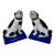 Pair of Porcelain Pug Dog Figurines on Cobalt Blue Bases, Late 19th Century For Sale