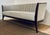 Original retail $7587, stylish Global Views Modern Gray Chanel Back Sofa, dark wood frame, brass accent, showroom floor...