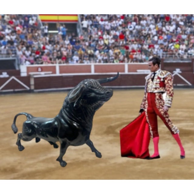 Metal Mid Century Large & Heavy Bronze Bull For Sale - Image 7 of 7