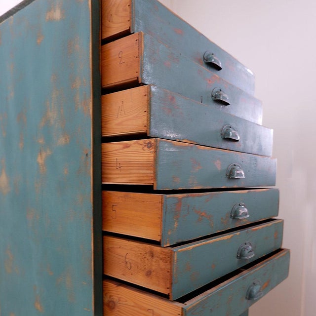 Industrial Pine Workshop Cabinet with 12 Drawers, 1940 For Sale - Image 13 of 14