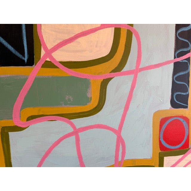 Large Contemporary Abstract Acrylic Painting – Pink Linear & Geometric Expressions For Sale - Image 9 of 11
