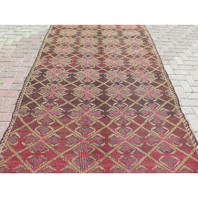 1960s Embroidered Kilim Rug - 58" X 114" For Sale In Raleigh - Image 6 of 11